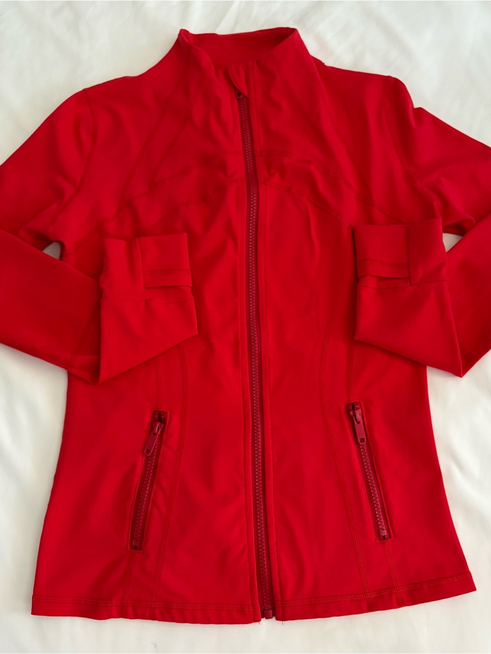 Lululemon Red Full Zip Technical Running Jacket Size 6 Thumbholes 🎥